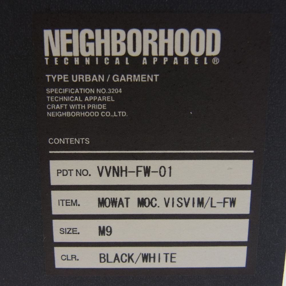 VISVIM ビズビム  VVNH-FW-01 × NEIGHBORHOOD MOWAT MOC. ネイバーフッド モカシン スニーカー  ブラック系 27cm【新古品】【未使用】【中古】