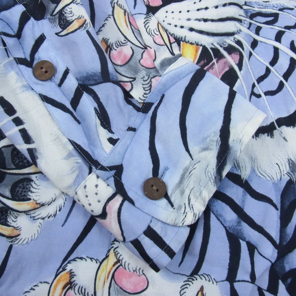 WACKO MARIA ワコマリア TIM LEHI HAWAIIAN SHIRT L/S 百虎 長袖 シャツ レーヨン 100％ ブルー系 L【中古】