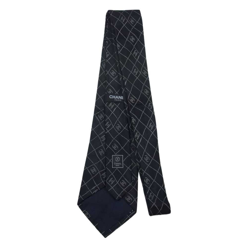 CHANEL シャネル シルク 100% ココマーク ネクタイ ブラック系【中古】