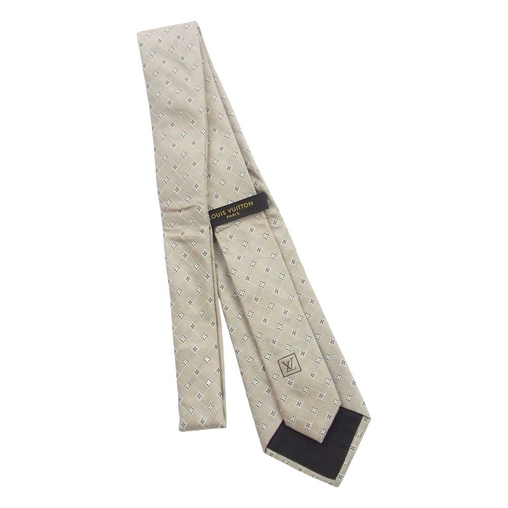 LOUIS VUITTON ルイ・ヴィトン シルク 100% モノグラム ネクタイ ベージュ系【中古】