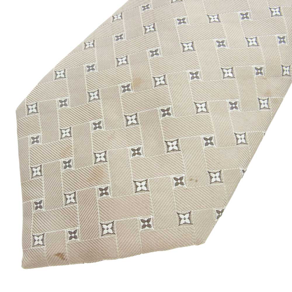 LOUIS VUITTON ルイ・ヴィトン シルク 100% モノグラム ネクタイ ベージュ系【中古】