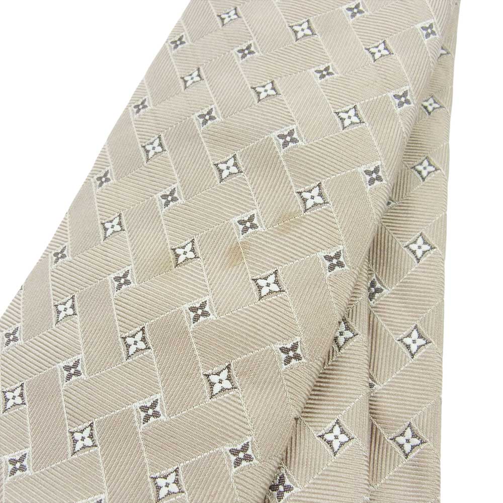 LOUIS VUITTON ルイ・ヴィトン シルク 100% モノグラム ネクタイ ベージュ系【中古】