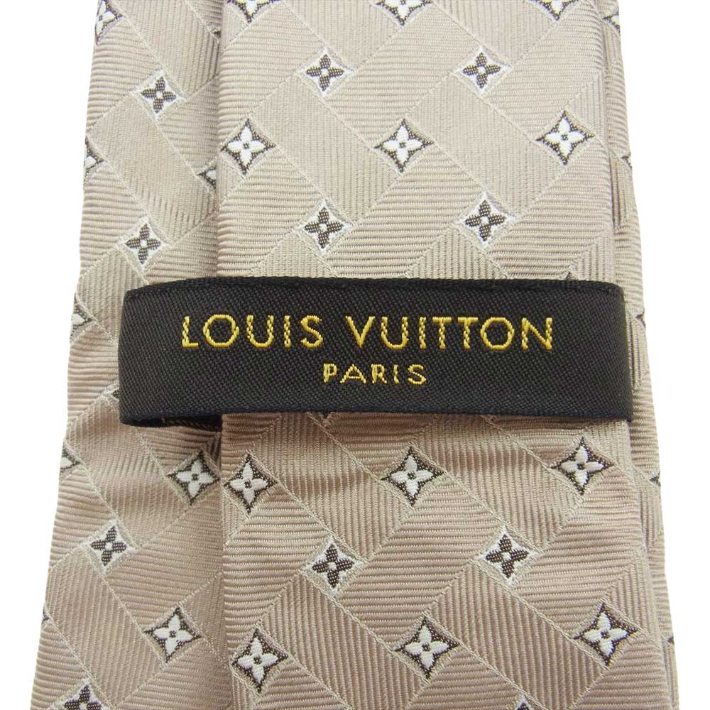 LOUIS VUITTON ルイ・ヴィトン シルク 100% モノグラム ネクタイ ベージュ系【中古】