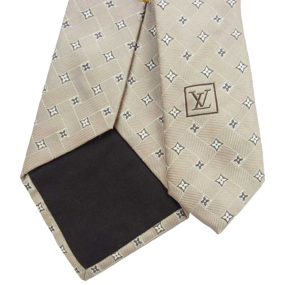 LOUIS VUITTON ルイ・ヴィトン シルク 100% モノグラム ネクタイ ベージュ系【中古】