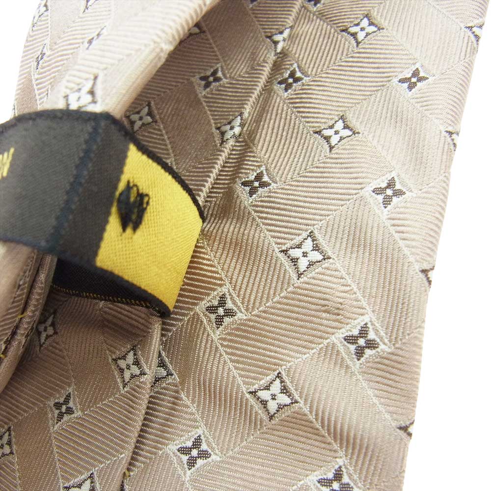 LOUIS VUITTON ルイ・ヴィトン シルク 100% モノグラム ネクタイ ベージュ系【中古】