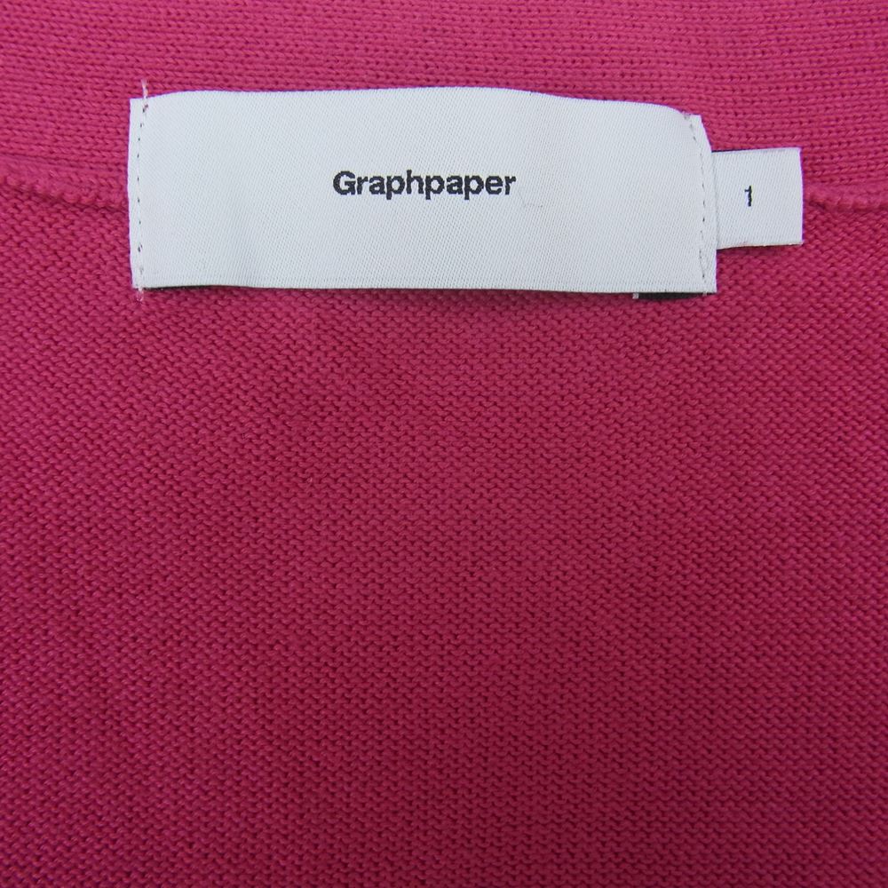 GRAPHPAPER グラフペーパー 19SS GU191-8066 Suvin Cotton Cardigan スビン コットン カーディガン ピンク系 1【中古】