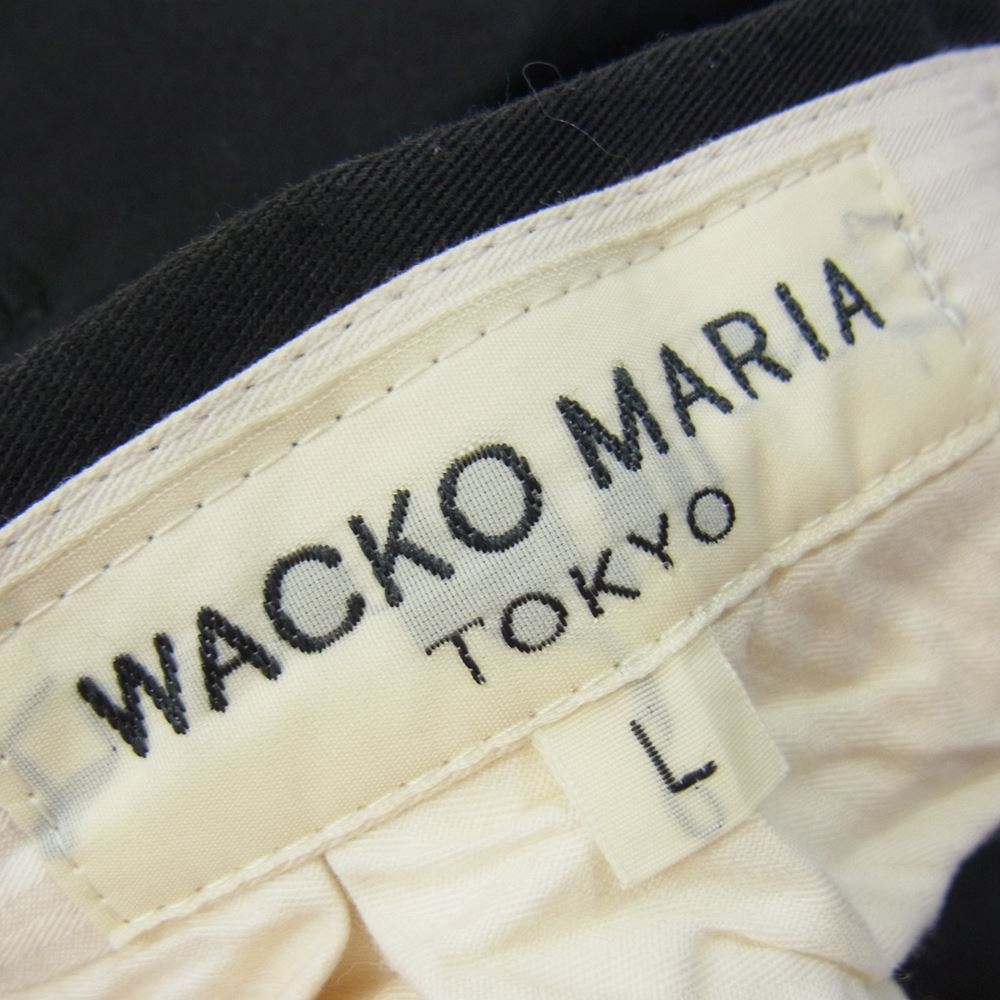 WACKO MARIA ワコマリア T/C 刺繍 クロップド チノ パンツ ブラック系 L【中古】