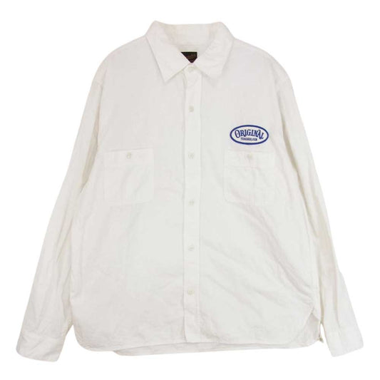 TENDERLOIN テンダーロイン T-G. S SHT HB  ワッペン ヘリンボーン ワーク 長袖 シャツ ホワイト系 L【中古】