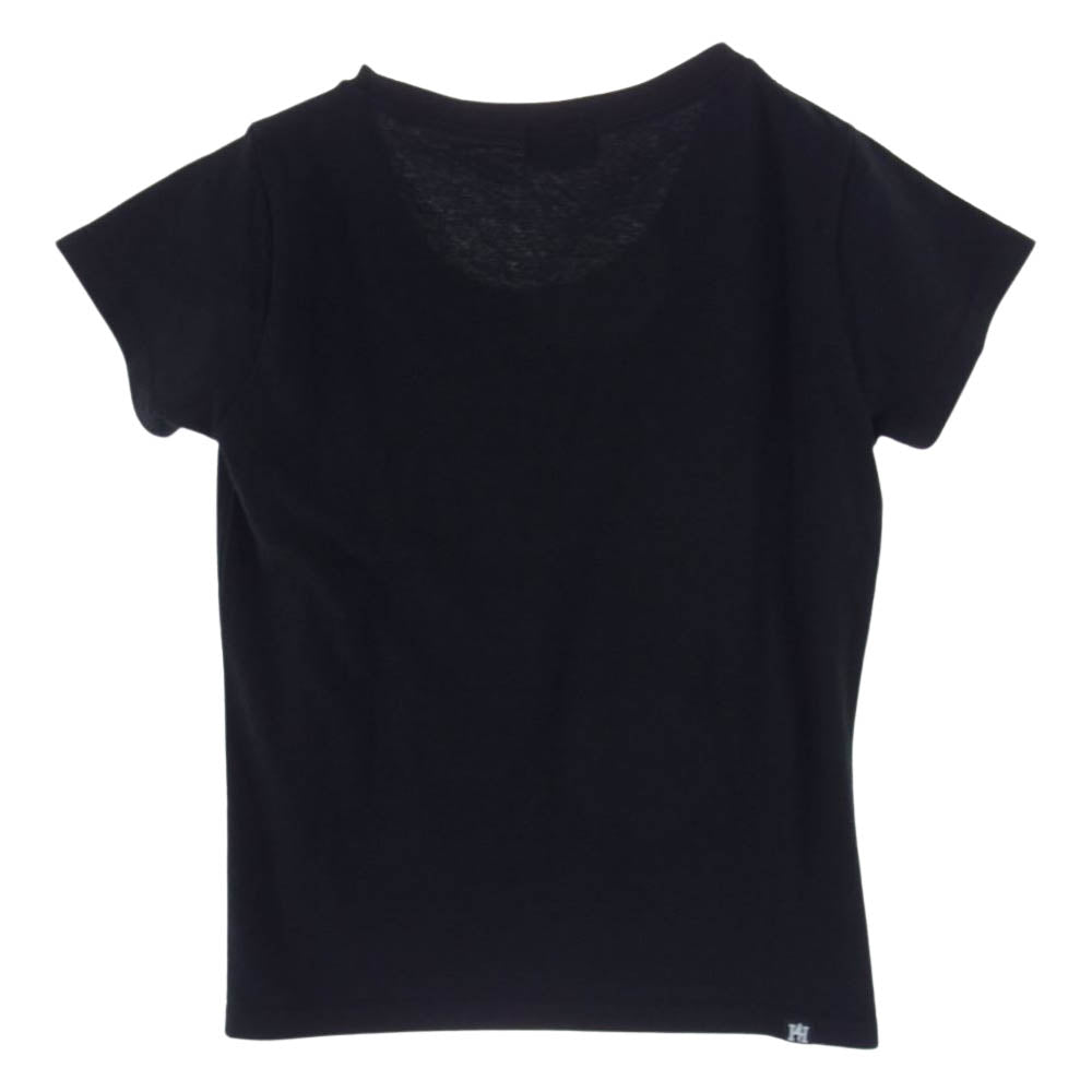 HYSTERIC GLAMOUR ヒステリックグラマー 01203CT01 OVAL WOMAN LOGO プリント チビ Tシャツ ブラック系 F【美品】【中古】