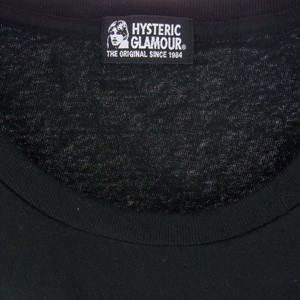 HYSTERIC GLAMOUR ヒステリックグラマー 01203CT01 OVAL WOMAN LOGO プリント チビ Tシャツ ブラック系 F【美品】【中古】