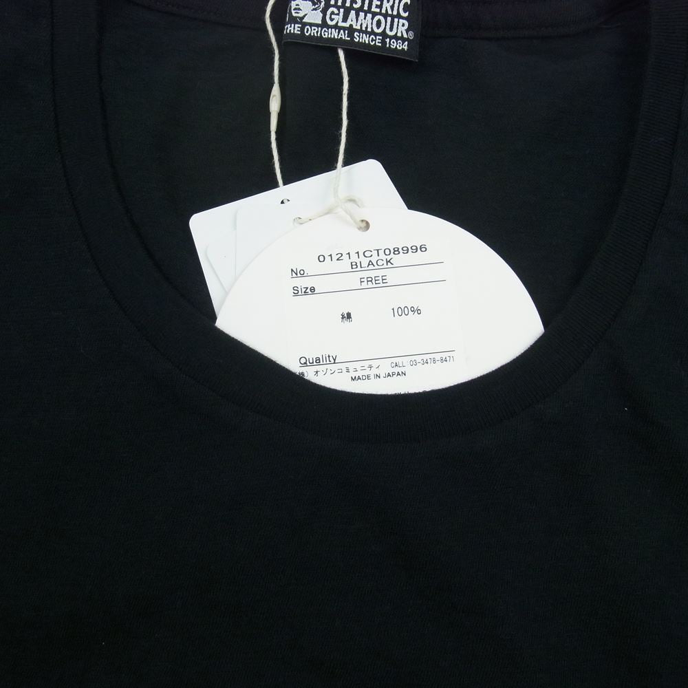 HYSTERIC GLAMOUR ヒステリックグラマー 01211CT08 HOLIDAY GIRL プリント Tシャツ ブラック系 F【新古品】【未使用】【中古】