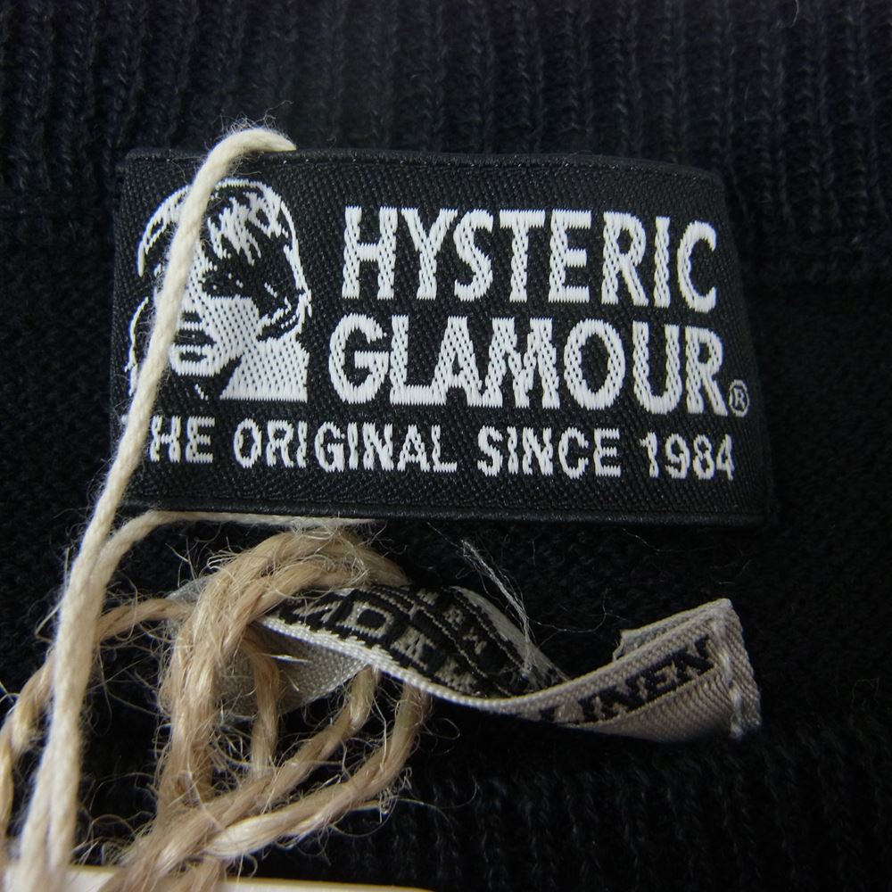 HYSTERIC GLAMOUR ヒステリックグラマー 01211NS05 GUITAR GIRL ガール 刺繍 プルオーバー ニット セーター ブラック系 F【新古品】【未使用】【中古】