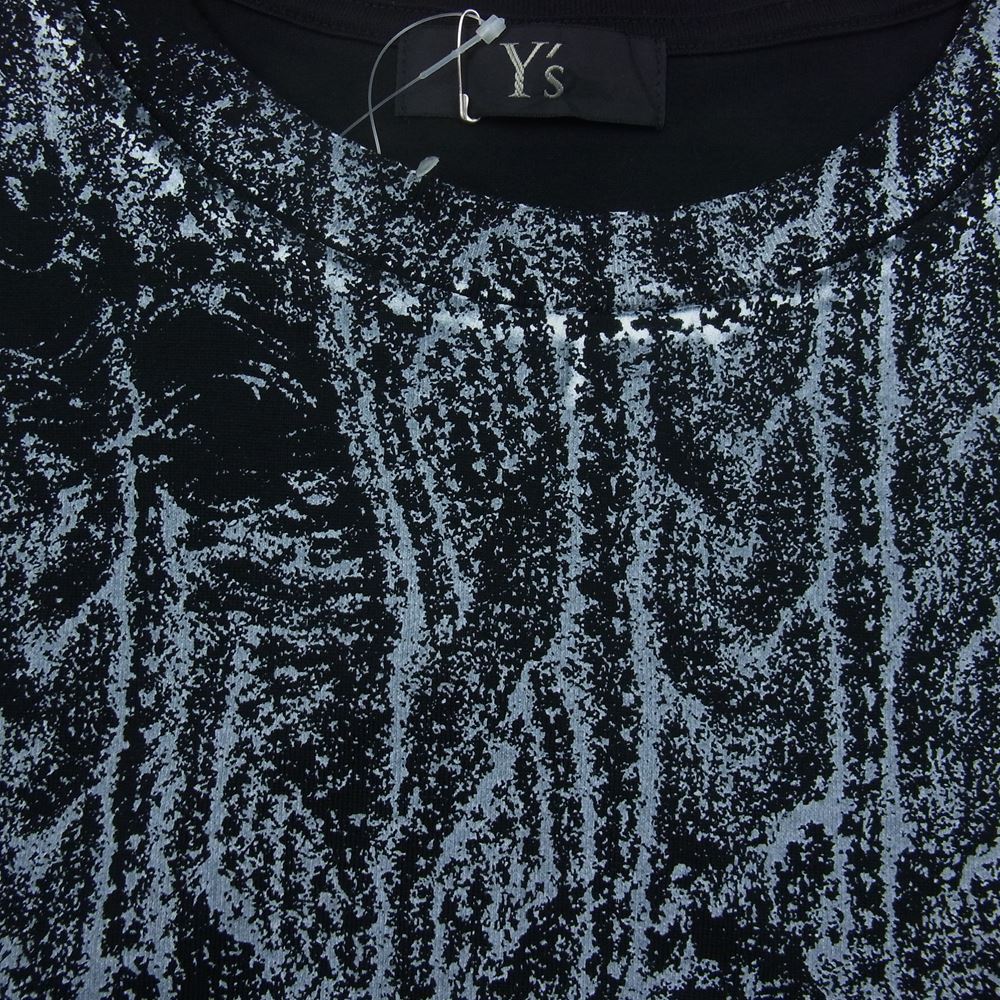 Y's Yohji Yamamoto ワイズ ヨウジヤマモト YV-T61-045-2 COTTON PLAIN STITCH PIGMENT PRINT BIG LONG SLEEVE T SHIRT コットン プレーン ステッチ プリント ビッグ ロングスリーブ Tシャツ ブラック系 2【極上美品】【中古】