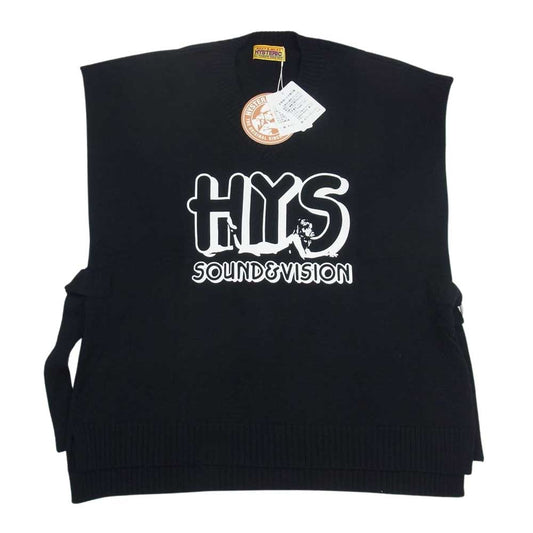 HYSTERIC GLAMOUR ヒステリックグラマー 01221NV01 コットン ニット Vネック ベスト ブラック系 F【新古品】【未使用】【中古】
