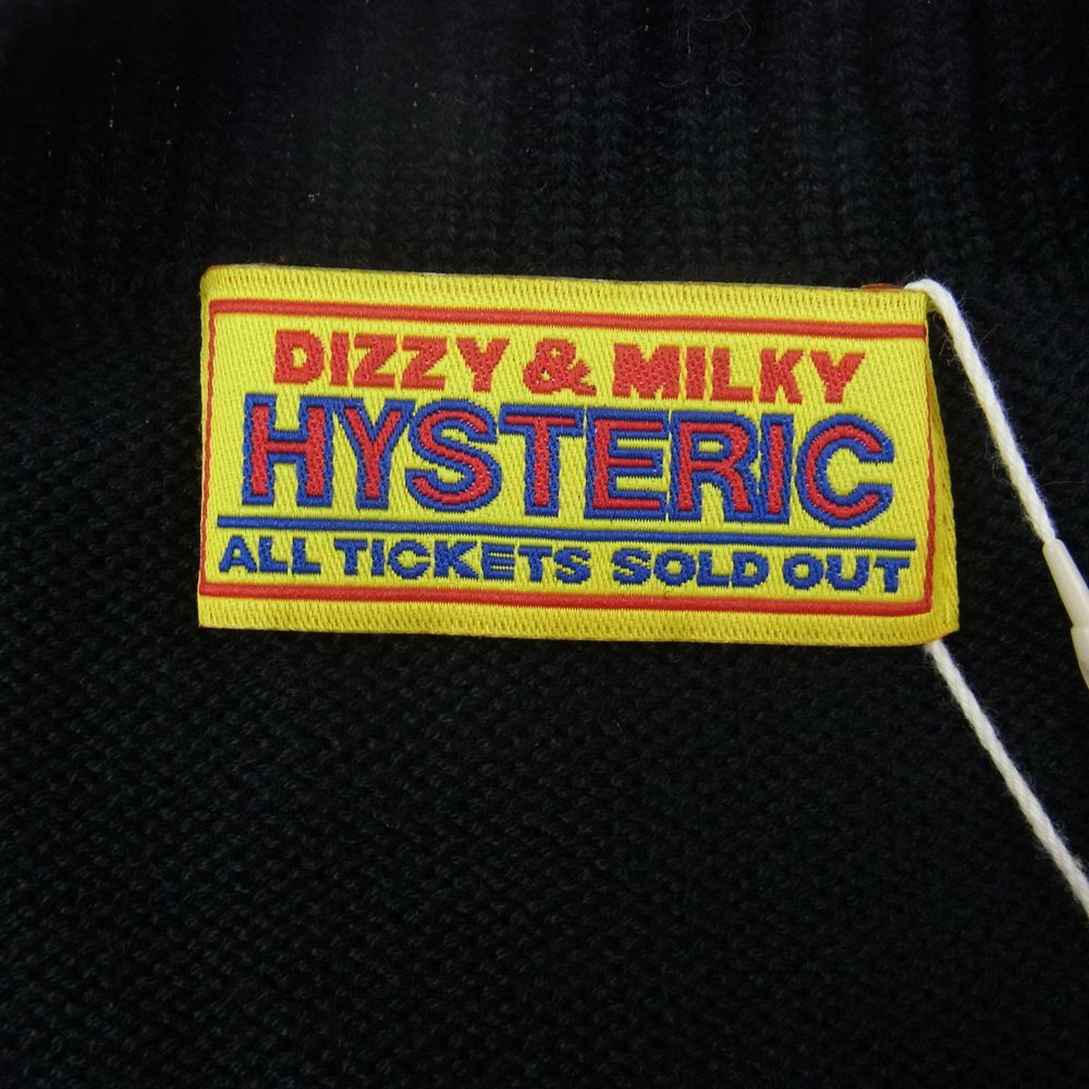 HYSTERIC GLAMOUR ヒステリックグラマー 01221NV01 コットン ニット Vネック ベスト ブラック系 F【新古品】【未使用】【中古】