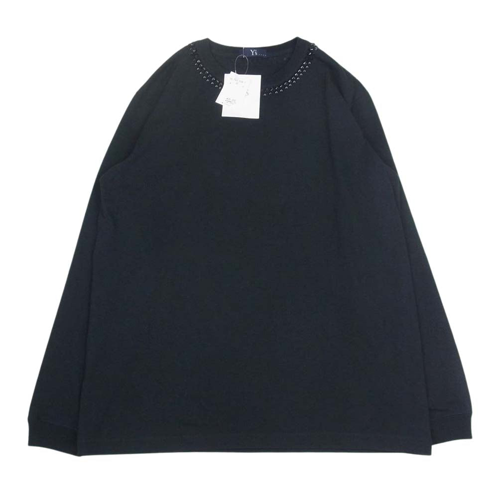 Y's Yohji Yamamoto ワイズ ヨウジヤマモト YE-T45-038-1 STUDDED LONG T SHIRT ロング Tシャツ カットソー スタッズ ブラック系 2【極上美品】【中古】