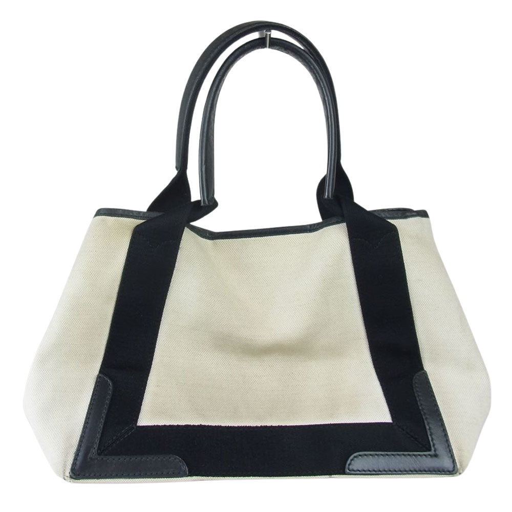 BALENCIAGA バレンシアガ 339933 NAVY CABAS ネイビー カバス S ショルダー トート バック ホワイト系【中古】
