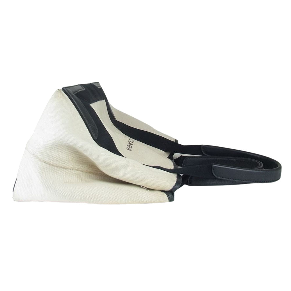 BALENCIAGA バレンシアガ 339933 NAVY CABAS ネイビー カバス S ショルダー トート バック ホワイト系【中古】