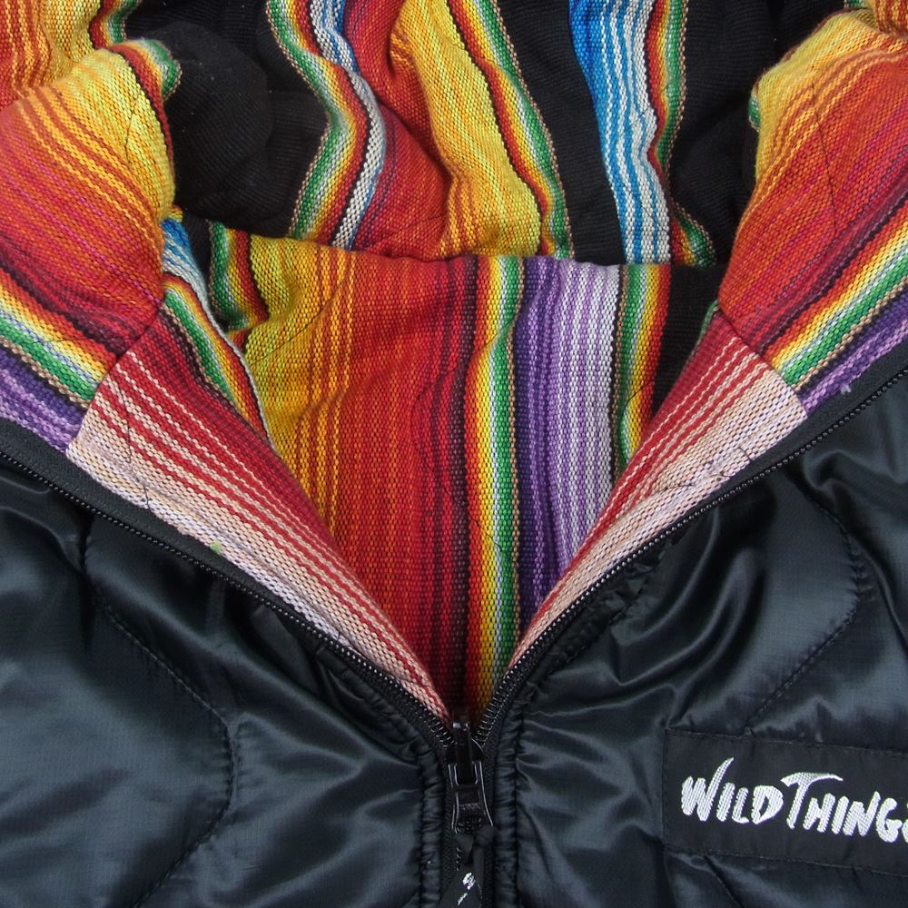 WILDTHINGS ワイルドシングス リバーシブル フーディ キルティング ブランケット ラグ ジャケット ブラック系 M【中古】
