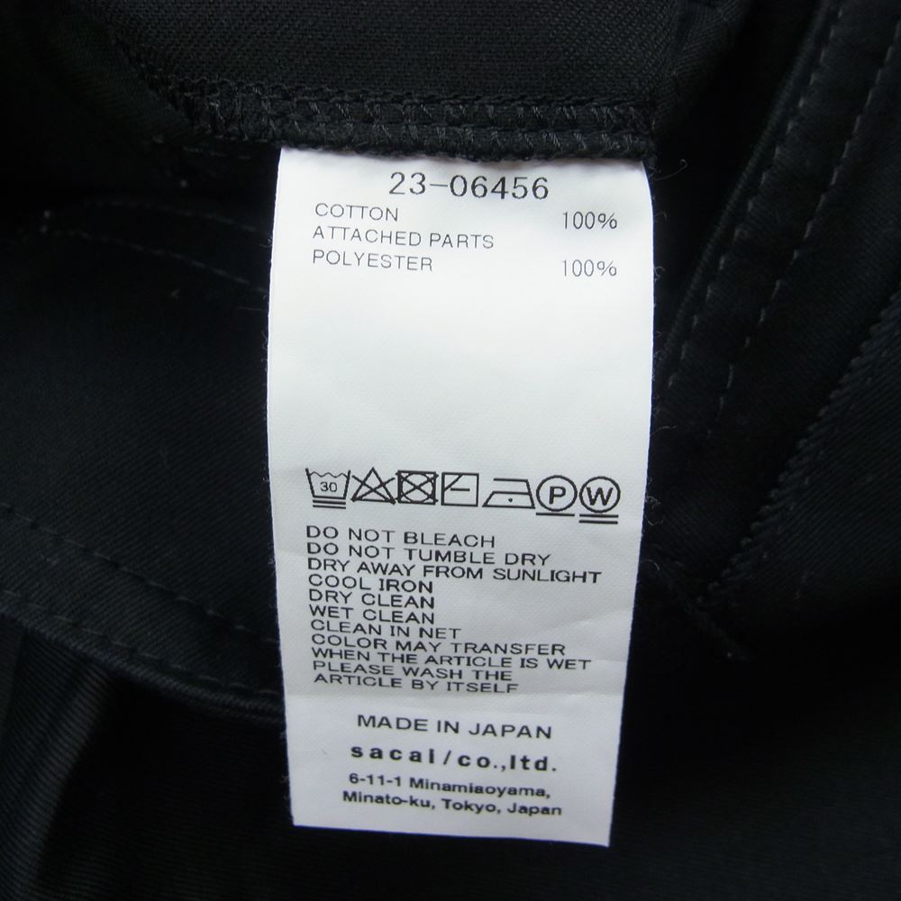 Sacai サカイ 23-06456 Cotton Chino Pants ベルデッド カーゴ コットン チノ パンツ ブラック系 2【中古】