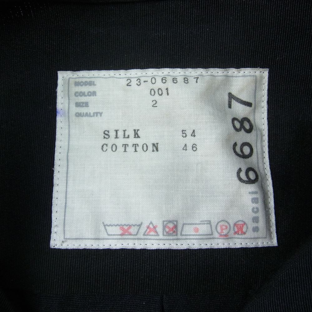 Sacai サカイ 23SS 23-06687 DOUBLE-FACED SILK COTTON SHIRT DRESS ダブルフェイス シルクコットン シャツ ドレス ブラック系 2【中古】