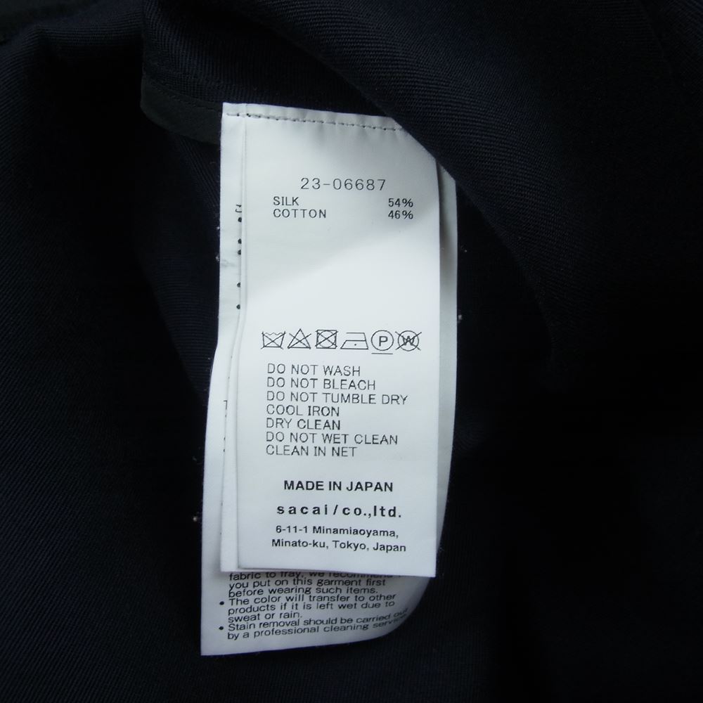 Sacai サカイ 23SS 23-06687 DOUBLE-FACED SILK COTTON SHIRT DRESS ダブルフェイス シルクコットン シャツ ドレス ブラック系 2【中古】