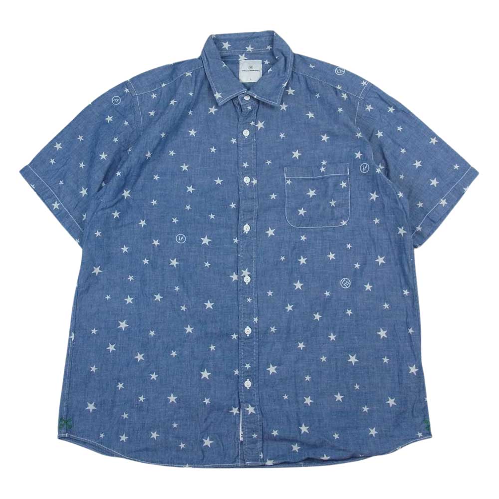 uniform experiment ユニフォームエクスペリメント UE-110039 COTTON CHAMBRAY S/S STAR PATTERN SHIRT コットン シャンブレー スター 半袖 シャツ インディゴブルー系 4【中古】