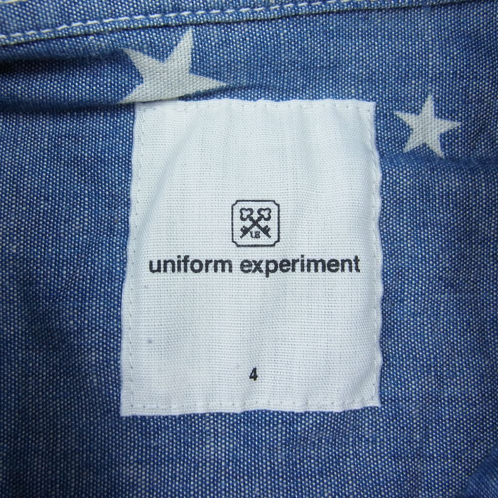 uniform experiment ユニフォームエクスペリメント UE-110039 COTTON CHAMBRAY S/S STAR PATTERN SHIRT コットン シャンブレー スター 半袖 シャツ インディゴブルー系 4【中古】