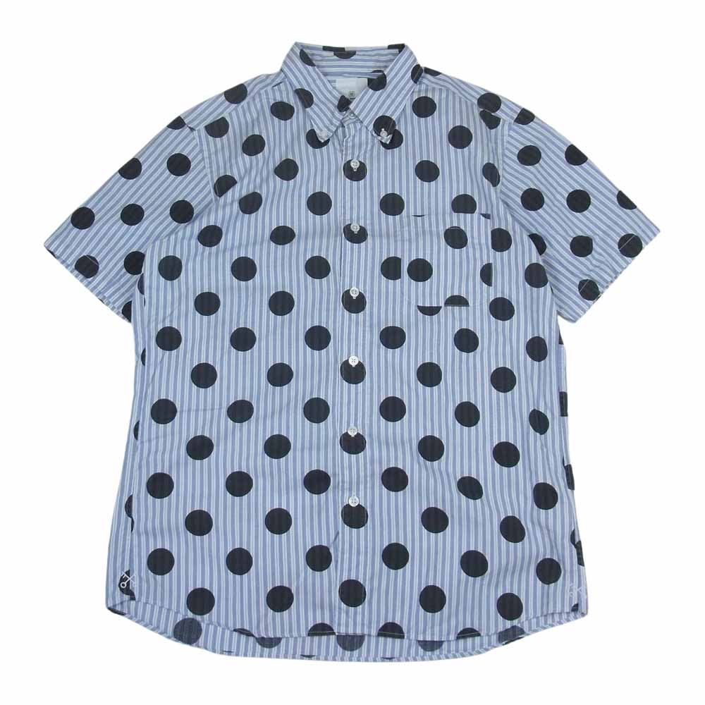 uniform experiment ユニフォームエクスペリメント UE-150140 ボタンダウン ストライプ 水玉 ドット プリント 半袖 シャツ ブルー系 3【中古】