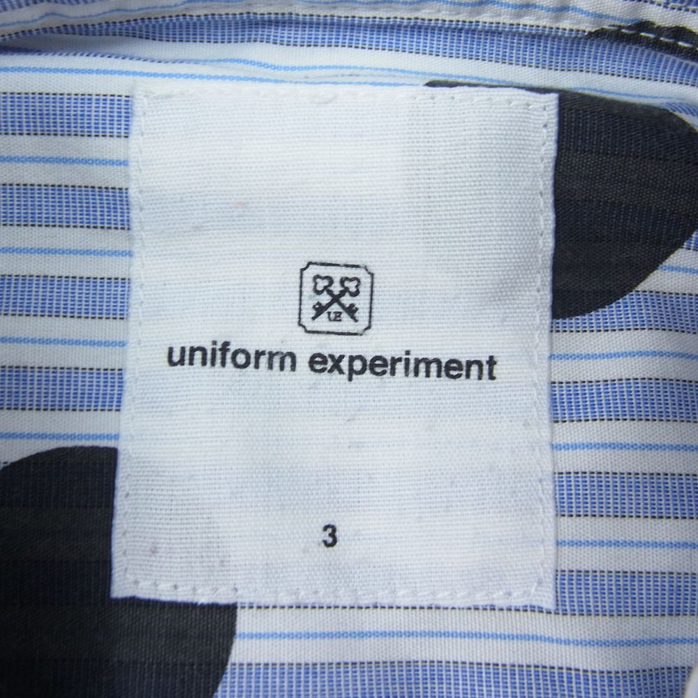 uniform experiment ユニフォームエクスペリメント UE-150140 ボタンダウン ストライプ 水玉 ドット プリント 半袖 シャツ ブルー系 3【中古】