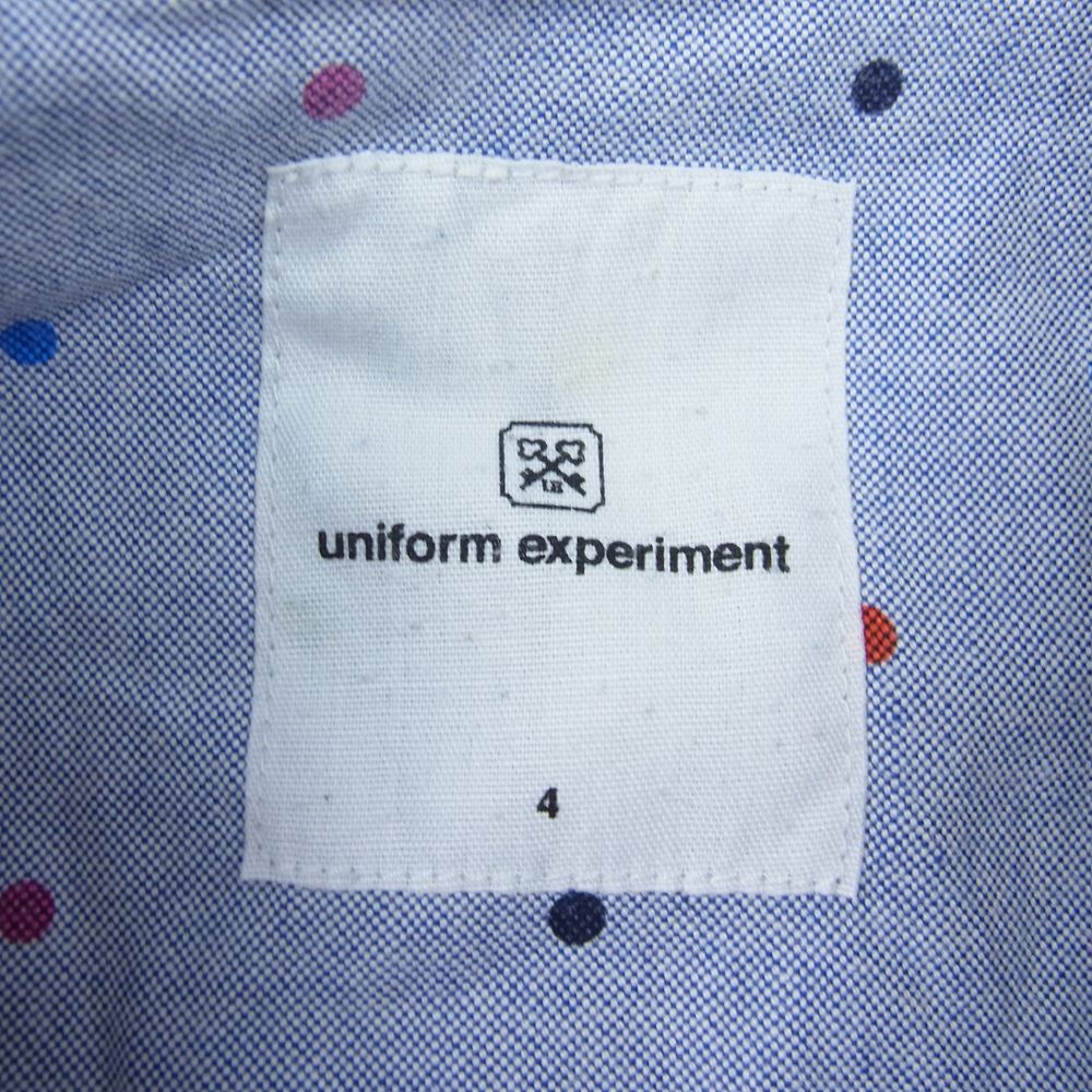 uniform experiment ユニフォームエクスペリメント UE-140081 ボタンダウン ドット柄 半袖 シャツ  ブルー系 4【中古】
