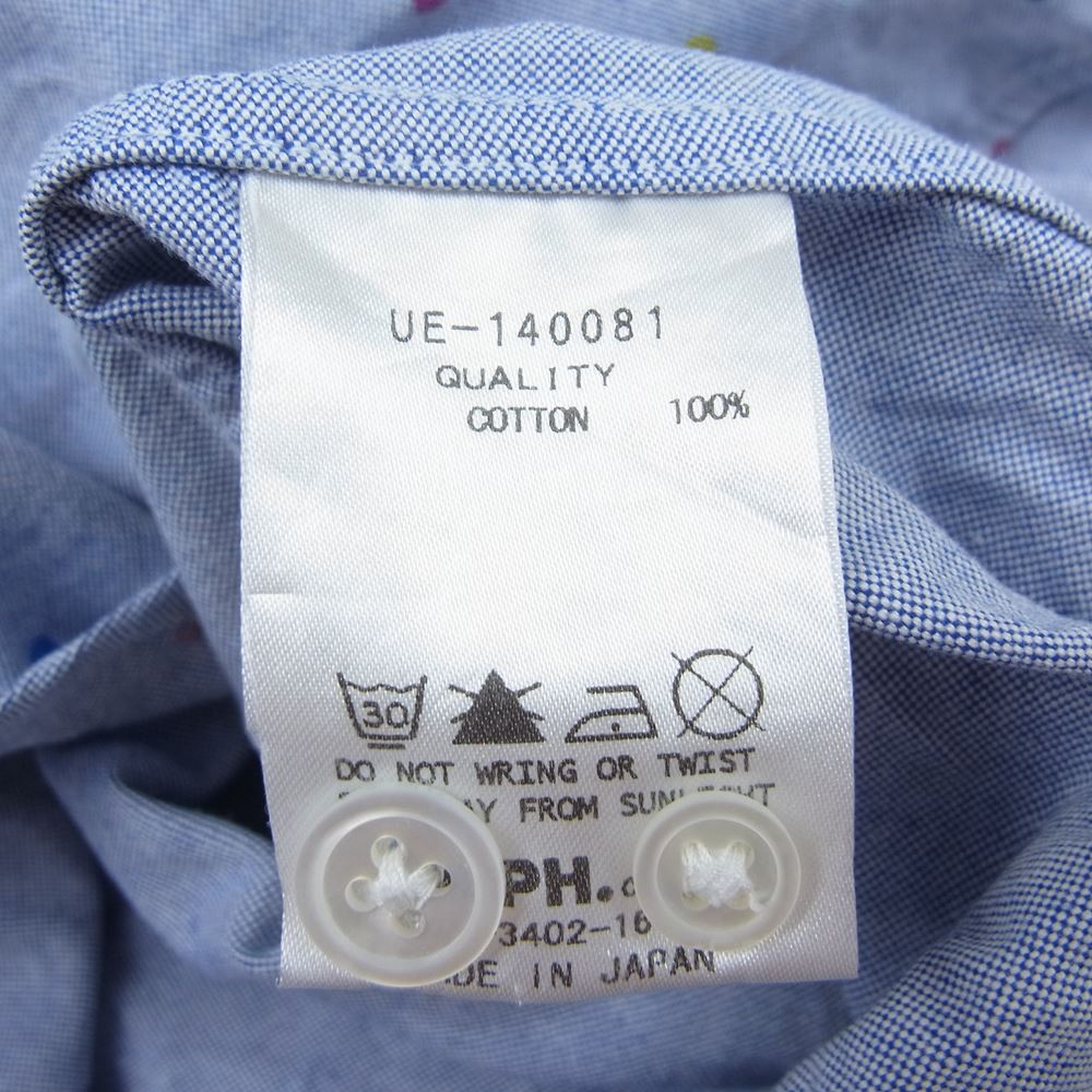 uniform experiment ユニフォームエクスペリメント UE-140081 ボタンダウン ドット柄 半袖 シャツ  ブルー系 4【中古】