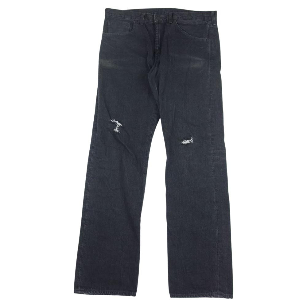 A BATHING APE アベイシングエイプ エイプスター 刺繍 ロゴ デニム パンツ ブラック系 L【中古】