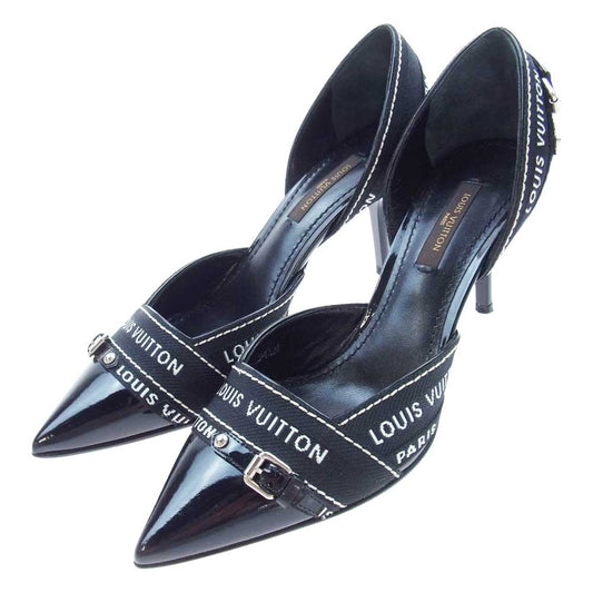 LOUIS VUITTON ルイ・ヴィトン ロゴ リボン ピンヒール パンプス ブラック系【中古】