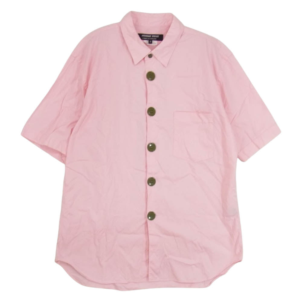 COMME des GARCONS HOMME DEUX コムデギャルソンオムドゥ DK-B031 デカボタン オックスフォード 半袖 シャツ ピンク系 M【中古】