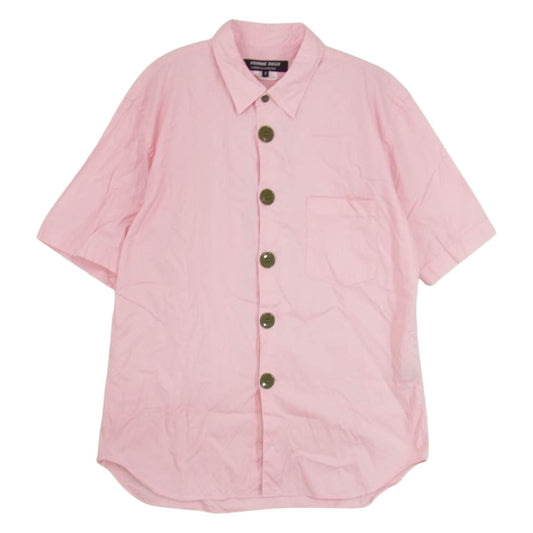 COMME des GARCONS HOMME DEUX コムデギャルソンオムドゥ DK-B031 デカボタン オックスフォード 半袖 シャツ ピンク系 M【中古】