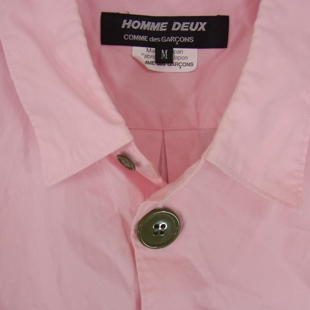 COMME des GARCONS HOMME DEUX コムデギャルソンオムドゥ DK-B031 デカボタン オックスフォード 半袖 シャツ ピンク系 M【中古】