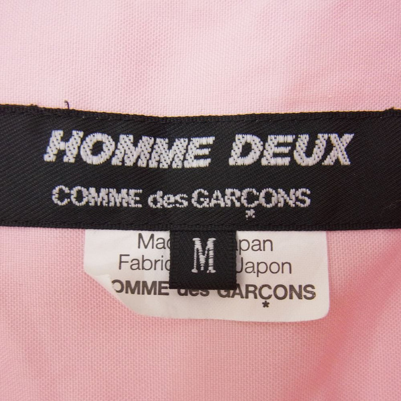 COMME des GARCONS HOMME DEUX コムデギャルソンオムドゥ DK-B031 デカボタン オックスフォード 半袖 シャツ ピンク系 M【中古】