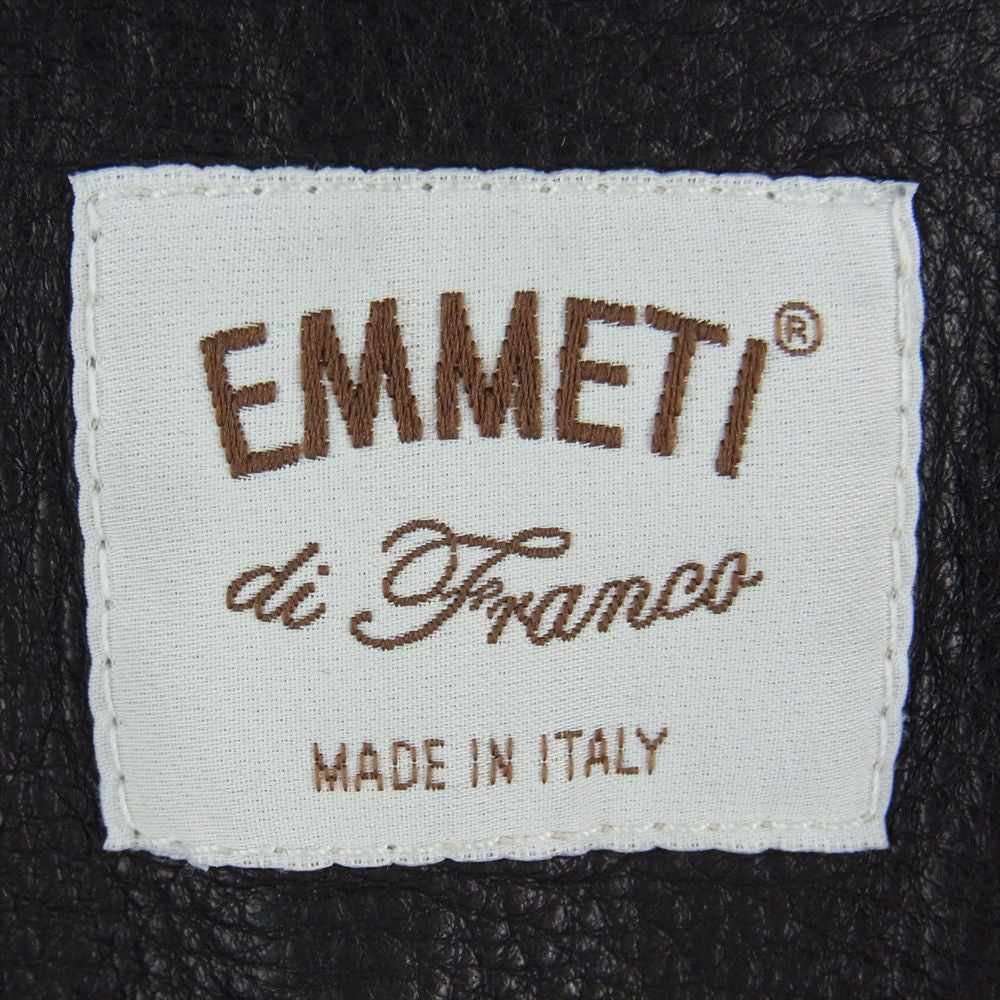 エンメティ 91-207-08-121496 国内正規品 BILL ZIPレザーブルゾン フード付き  極薄ラムレザー ジャケット ブラック系 52【中古】