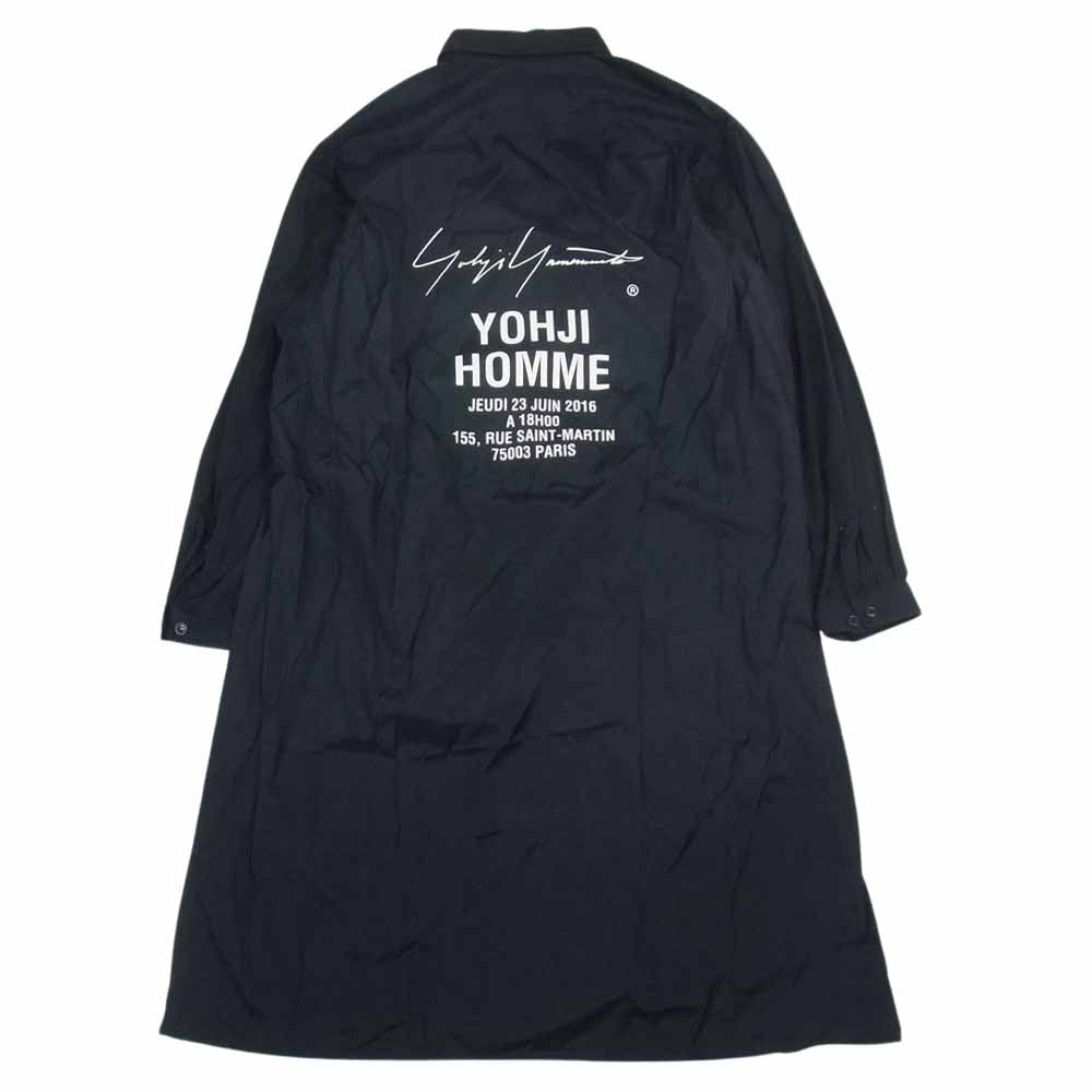 Yohji Yamamoto POUR HOMME ヨウジヤマモトプールオム HW-B08-212 Cupro Staff Shirt バックロゴ ロング シャツ ブラック系 3【中古】