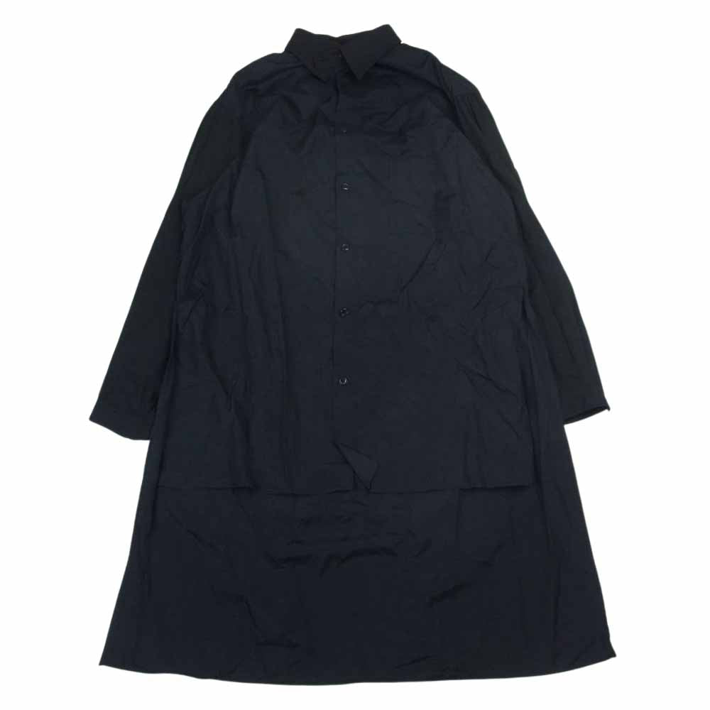 Yohji Yamamoto POUR HOMME ヨウジヤマモトプールオム HW-B08-212 Cupro Staff Shirt バックロゴ ロング シャツ ブラック系 3【中古】