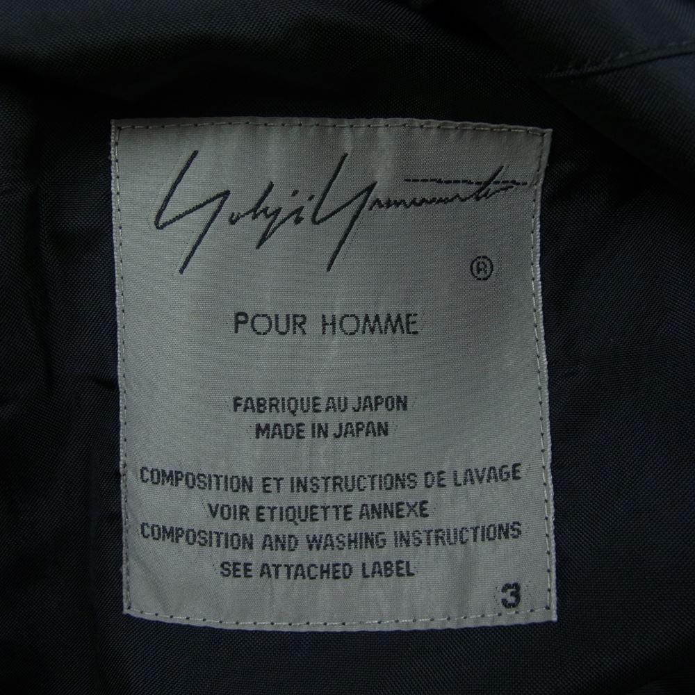 Yohji Yamamoto POUR HOMME ヨウジヤマモトプールオム HW-B08-212 Cupro Staff Shirt バックロゴ ロング シャツ ブラック系 3【中古】