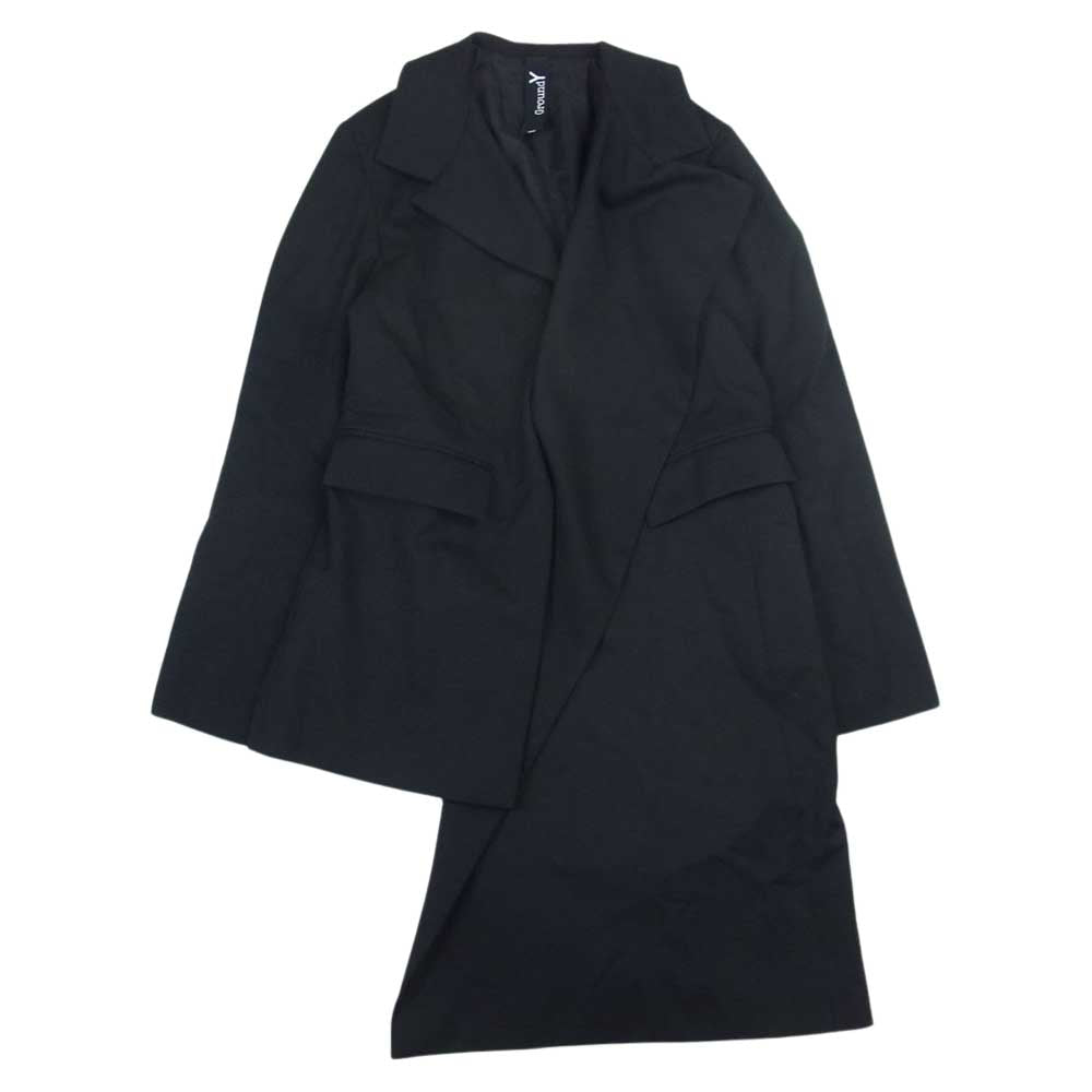 Yohji Yamamoto ヨウジヤマモト GroundY GK-J01-100 WOOL POLYESTER GABARDINE ASYMMETRIC JACKET アシンメトリー ジャケット ブラック系 1【中古】