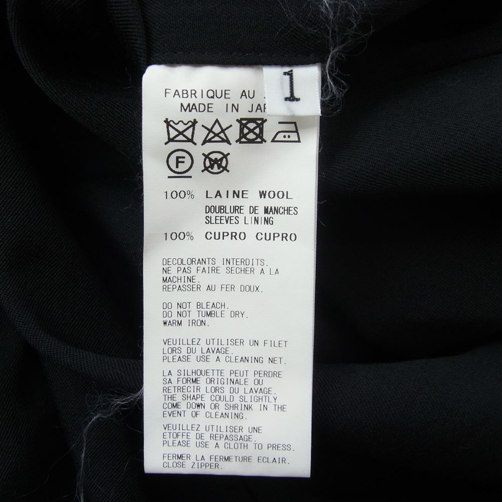 ビーヨウジヤマモト NW-J56-100 ウールギャバ スパイラル ジップ チェスター コート  ブラック系 1【中古】