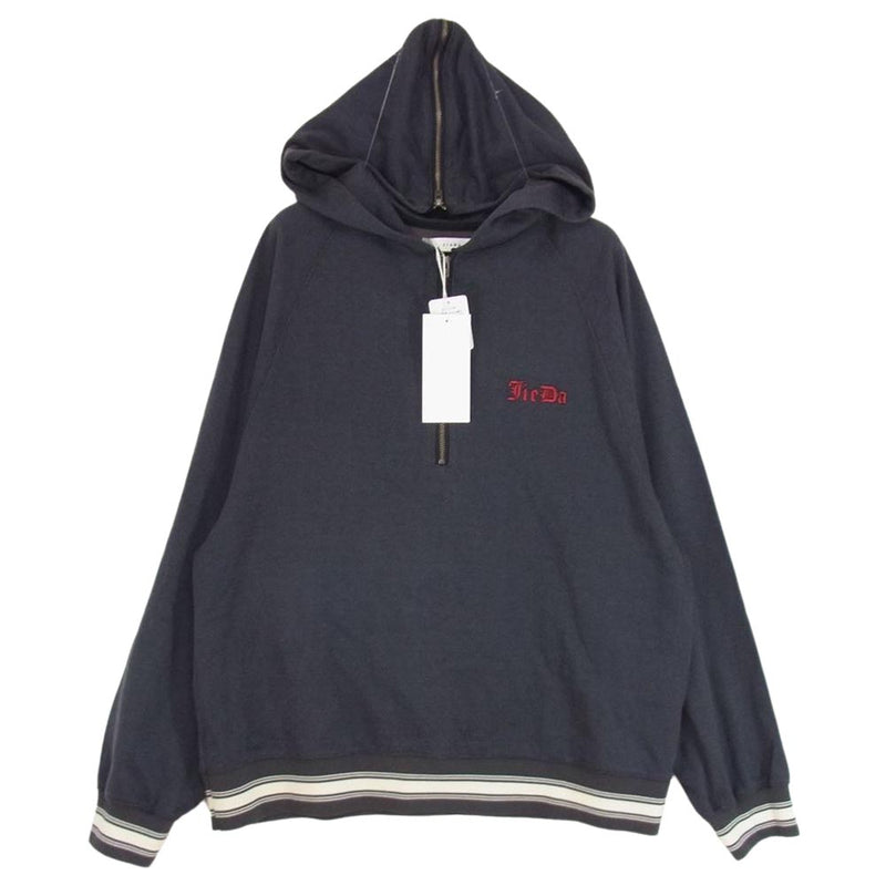 23SS  Jie-23S-CT01 FOOTBALL PLATING HOODIE フットボール ハーフジップ フーディー チャコール系 1【美品】【中古】