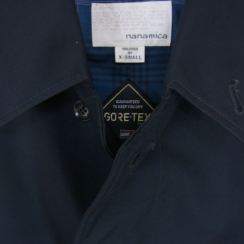 nanamica ナナミカ SUBS215 GORE-TEX ゴアテックス SOUTIEN COLLAR COAT ステンカラー コート ネイビー系 XS【中古】