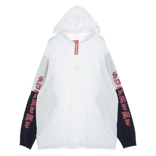 Supreme シュプリーム 22AW Layered Hooded L/S Top レイヤード フーディー エルエス パーカー ホワイト系 L【中古】