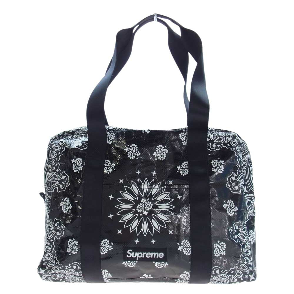 Supreme シュプリーム 21SS Bandana Tarp Small Duflle bag バンダナ タープ スモール ダッフルバッグ ナイロンバック ボックスロゴ トート バッグ ブラック系【美品】【中古】