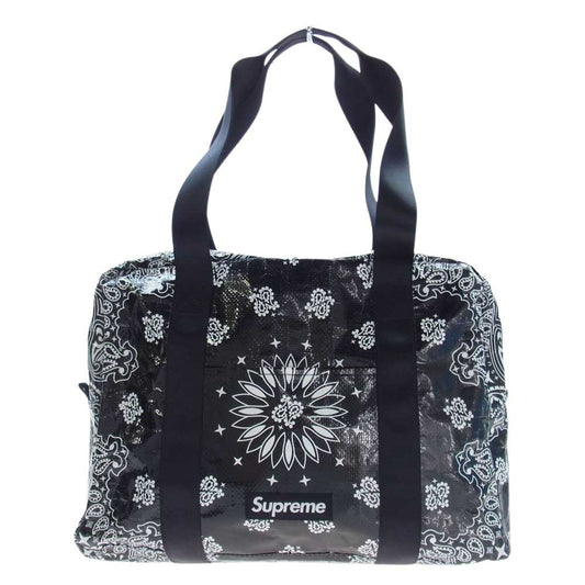 Supreme シュプリーム 21SS Bandana Tarp Small Duflle bag バンダナ タープ スモール ダッフルバッグ ナイロンバック ボックスロゴ トート バッグ ブラック系【美品】【中古】