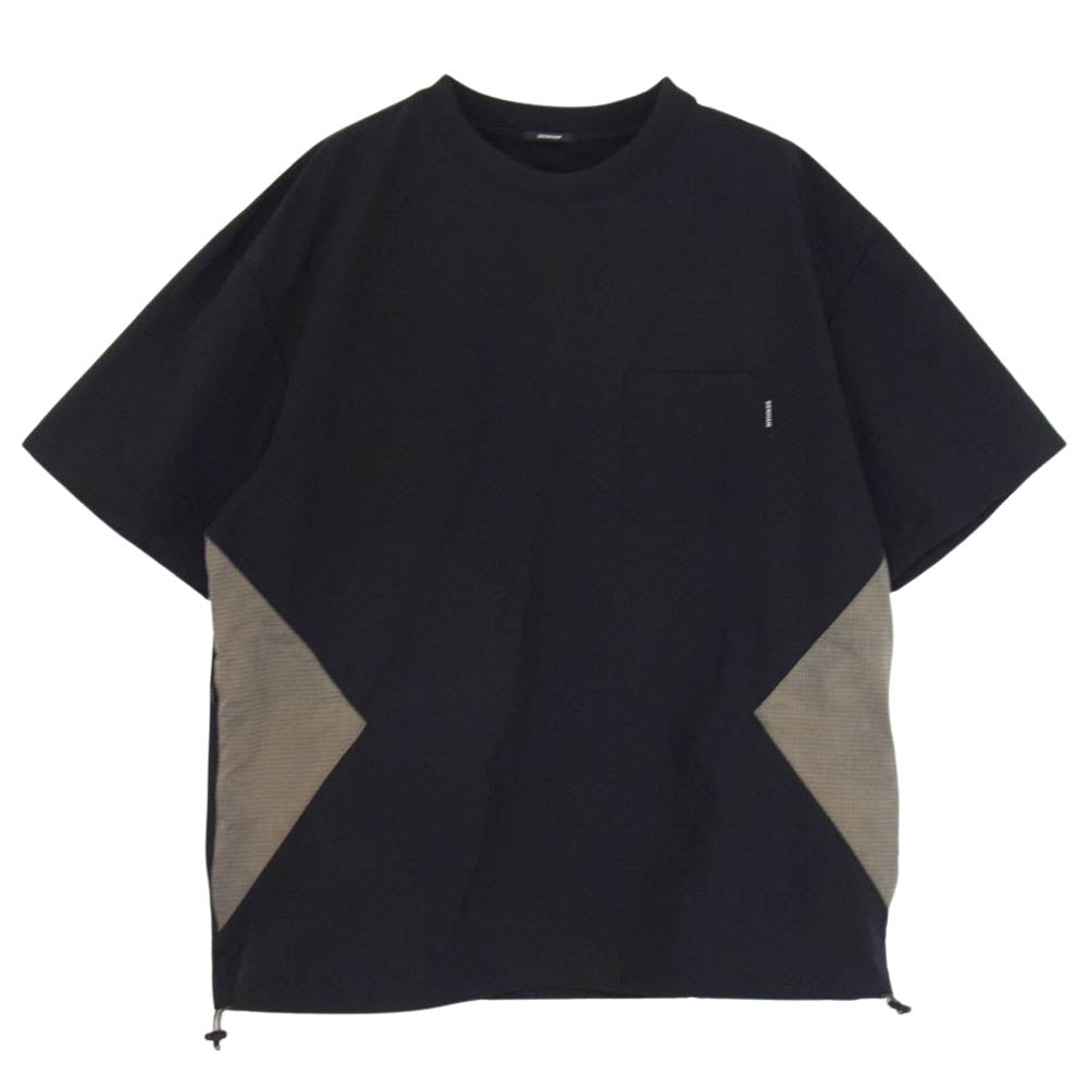 デンハム 01-22-07-51-010 テック Tシャツ 異素材切替 ブラック ブラック系 L【中古】